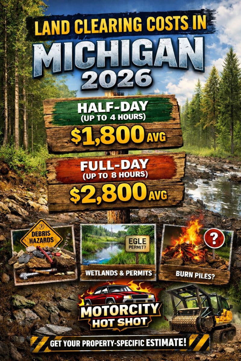 MotorCity Hot Shot - Land Clearing Costs in Michigan 2026