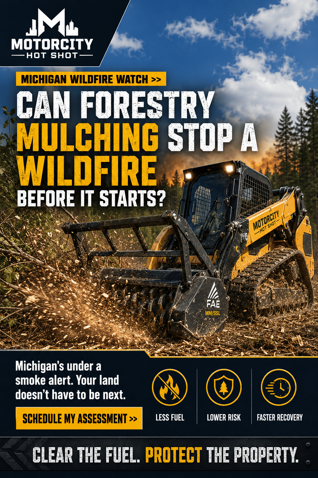 Forestry Mulching in Michigan prevents forest fires